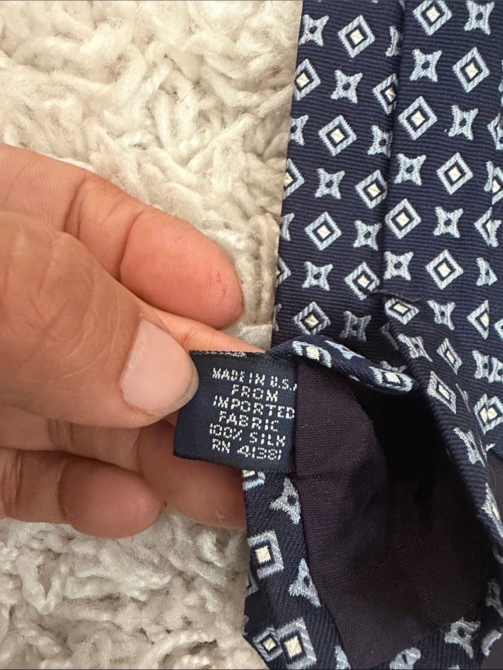 Vintage Polo Ralph Lauren Tie Mens OS blue Geometric Silk Made in USA - Picture 2 of 3